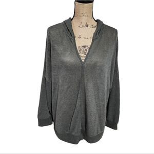Chenault Moss Green Slightly Sheer Lightweight Hooded Thermal Shirt Plus Size 2X
